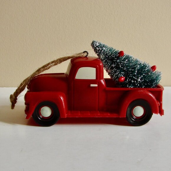 Antique Red Truck With Christmas Tree Ornament Set of 3 BRAND NEW - Picture 3 of 7